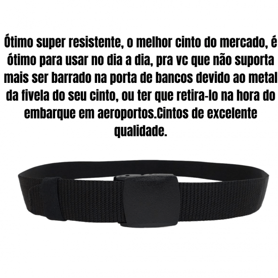 kit 2 Cintos Largo Masculino Nylon Fivela de PVC Plástico