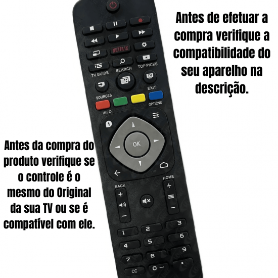 KIT 2 FBG-7092 CONTROLE REMOTO COMPATIVEL TV LCD PHILIPS NETFLIX