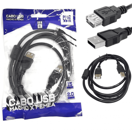 KIT 2 GB51013 CABO USB X USB FEMEA C/1,5 MTS GB51013