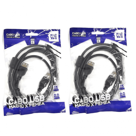 KIT 2 GB51013 CABO USB X USB FEMEA C/1,5 MTS GB51013