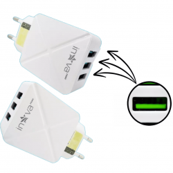 Kit 2 Carregadores Celular 3 Entradas USB Fonte Tomada 5.1A Turbo Rápida