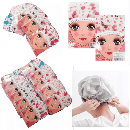 Kit 2 toucas para Banho Tintura Hidratação Com Elástico de Estampadas Plástico Reutilizável