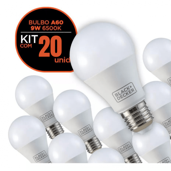 Kit 20 lâmpadas led 9w bulbo bivolt soquete e27 branco