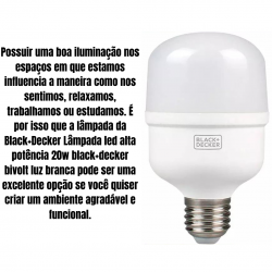 Kit 03 Lâmpadas Led Bulbo Alta Potência Branco Frio 20w BLACK+DECKER