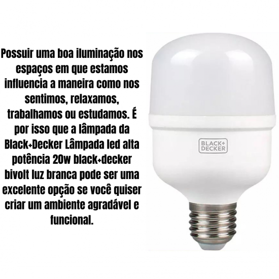 Kit 03 Lâmpadas Led Bulbo Alta Potência Branco Frio 20w BLACK+DECKER