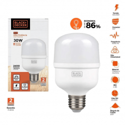 Kit 3 lâmpadas led super bulbo alta potência 30w black + decker
