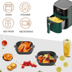 Kit 3 Forma de Silicone Air Fryer Assadeira Fritadeira Quadrada Antiaderente
