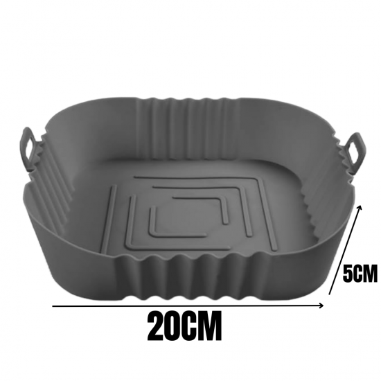 Kit 3 Forma 20cm de Silicone Air Fryer Assadeira Fritadeira Quadrada Antiaderente