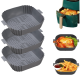 Kit 3 Forma de Silicone Air Fryer Assadeira Fritadeira Quadrada Antiaderente