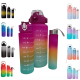 kit 3 Garrafa 2000ml de Água com Adesivos 2D Motivacional em inglês Squeeze Capacidade