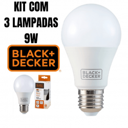 KIT 3 LAMPADAS LED BULBO 9W 6500K - BLACK + DECKER