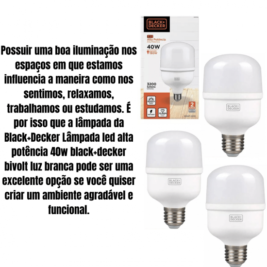 Kit 3 lâmpadas led super bulbo alta potência 40w