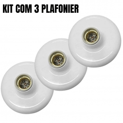 Kit 3 Luminária Plafonier Plafon Redondo Lâmpada Teto E27 Soquete Bocal Bivolt