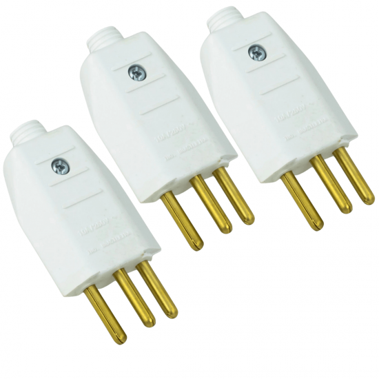 KIT 3 PLUG TOMADA PINO MACHO MACICO NEW 180 2P+T 10A BC 2831-8