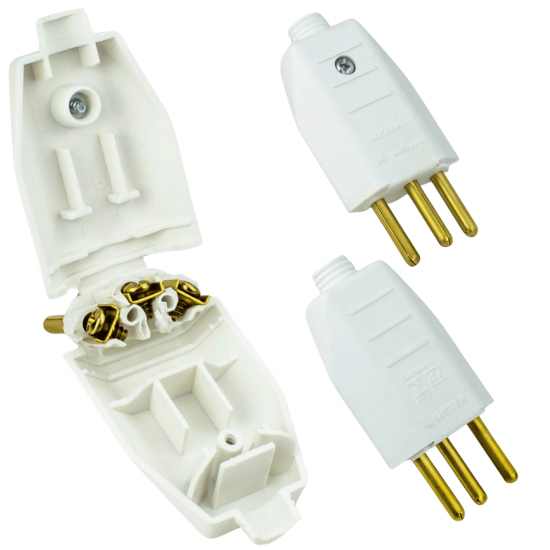 KIT 3 PLUG TOMADA PINO MACHO MACICO NEW 180 2P+T 10A BC 2831-8