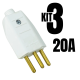 KIT 3 PLUGUE TOMADA PINO MACHO MACICO NEW 180 2P+T 20A BC 2837-0