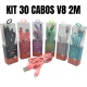 Kit 30 cabos 2M carregador reforçado carga rápido para android v8 inova tubo