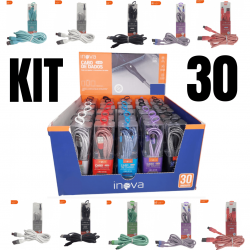 Kit 30 cabos 2M carregador reforçado carga rápido para iphone inova tubo