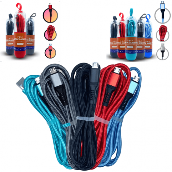 KIT 30 Cabos Carregador Reforçado carga Rápido para Android V8 inova Tubo