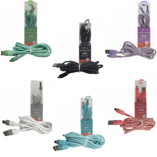 Kit 30 cabos 2M carregador reforçado carga rápido para android v8 inova tubo