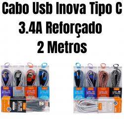 Kit 30 cabos 2m carregador reforçado carga rápido para Tipo C inova tubo