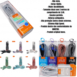 Kit 30 cabos 2M carregador reforçado carga rápido para iphone inova tubo