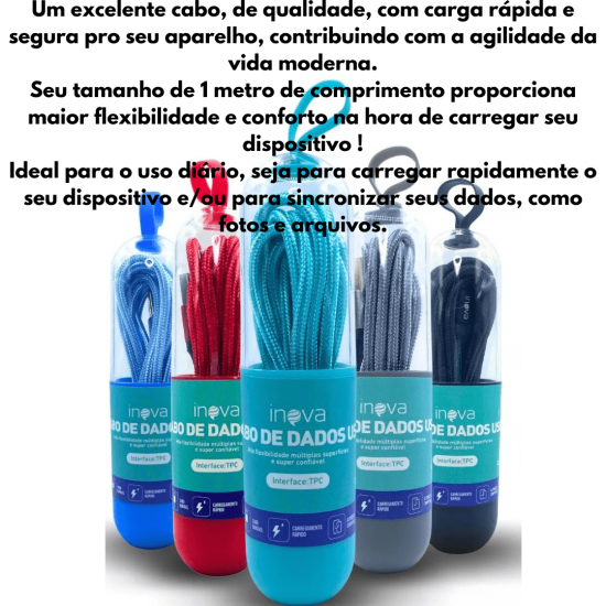 KIT 30 Cabos Carregador Reforçado carga Rápido para Tipo C inova Tubo