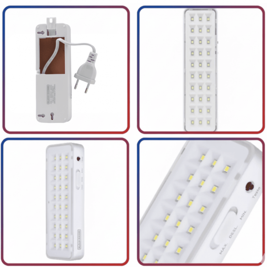 KIT 5 LUMINARIA EMERGENCIA 30 LEDS 100-240V BDLE-0030-01