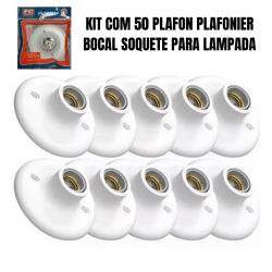 Kit 50 Luminárias Plafonier Plafon Redondo Lâmpada Teto E27 Soquete Bocal Bivolt