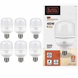 Kit 6 lâmpadas led super bulbo alta potência 40w
