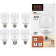 Kit 6 lâmpadas led super bulbo alta potência 40w black + decker