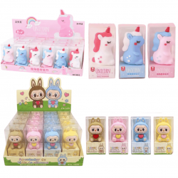 Kit com 24 Apontador Fofo e Divertido Formato Criativo / unicornio  / bichinho sorridente