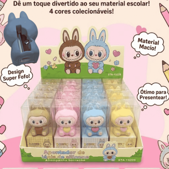 Kit com 24 Apontador Fofo e Divertido Formato Criativo / unicornio  / bichinho sorridente