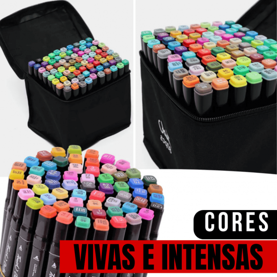 Kit Com 24 e 36 Cores Canetinhas Marcadores Profissionais Ponta Dupla