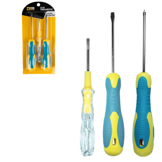 Kit de ferramentas 3 peças , 1 testador eletricidade chave fenda philips