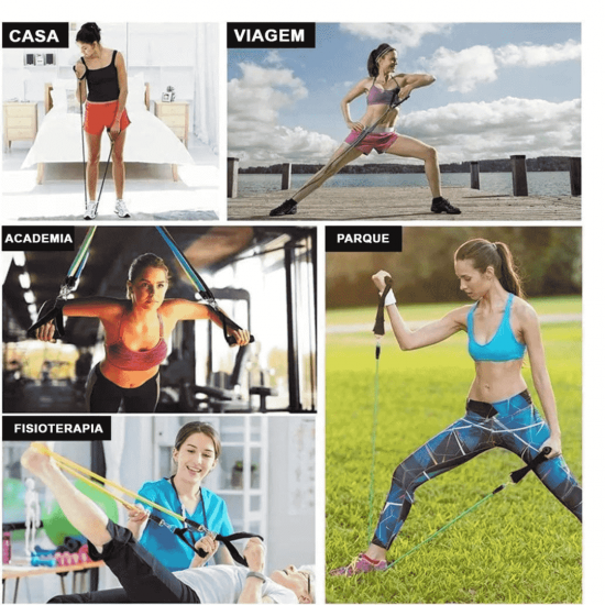 Kit Elástico Para Treino Exercícios Malhar Musculação Casa MBFIT