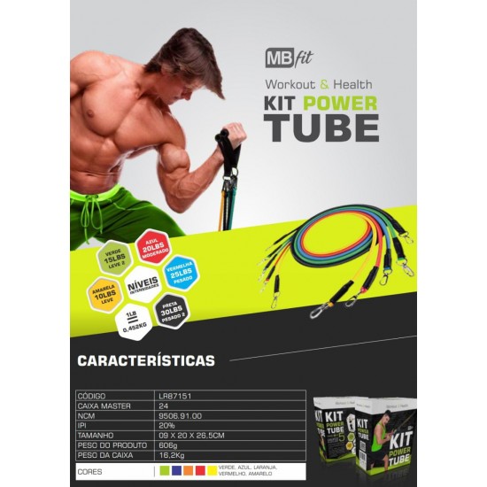 Kit Elástico Para Treino Exercícios Malhar Musculação Casa MBFIT