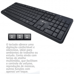 Kit Teclado E Mouse Sem Fio Wireless 2.4ghz