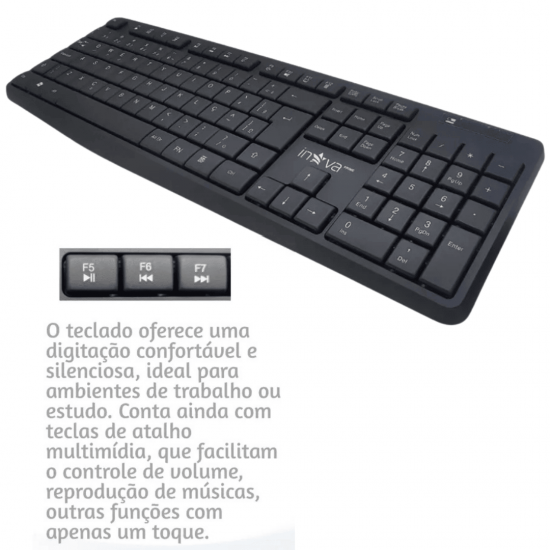 Kit Teclado E Mouse Sem Fio Wireless 2.4ghz