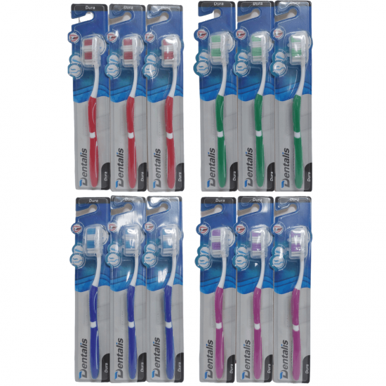 Kit Pacote Com 12 Escovas De Dente dental Dura Adulto Com Capa Protetora