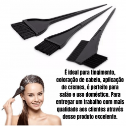KIT para Pintura de Cabelos com 3 Pincéis - Tingimento | Coloração | Matização | Hidratação