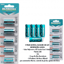 Kit Pilha 23A Alfacell Alcalina 12v 23A 10 Cartelas /50 Unidades
