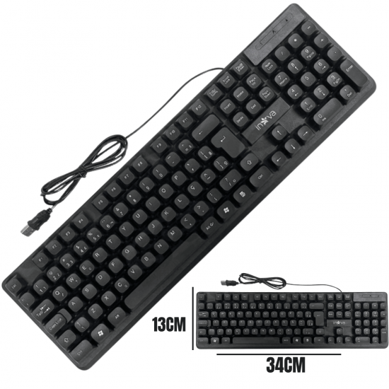 Kit Teclado E Mouse ABNT2 Fio USB Kit Pc Computador Notebook Informática