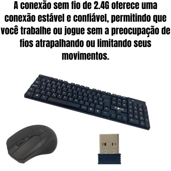 Kit Teclado E Mouse Sem Fio Wireless 2.4ghz