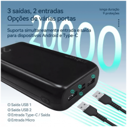 Carregador Portátil Turbo Power Bank 20000mah 100% Original
