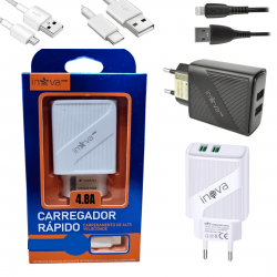 Fonte Carregador Turbo 4.8a 2 Usb Original iphone V8 Tipo-c