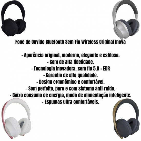 Fone De Ouvido Sem Fio bluetooth Micro Sd Usb  Fone Headphone Sem Fio Bluetooth Universal Fm Sd P2 Mp3