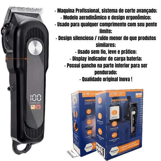 Máquina De Cortar Cabelo Para Barba Aparador Profissional Sem Fio Portátil