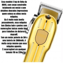 Máquina cortador cabelo barbeador sem fio profissional bivolt