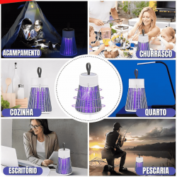 Luminária Led Mosquiteiro Lâmpada Elétrica Mata-Mosquitos Luz UV Armadilha Insetos Repelente